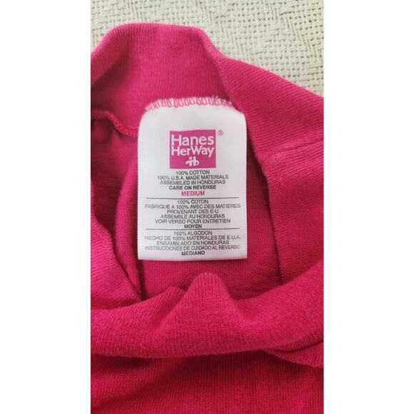 Hanes Her Way Fuchsia Sleeveless 100 % Cotton Mock Turtleneck Womens Size Medium - Picture 6 of 7